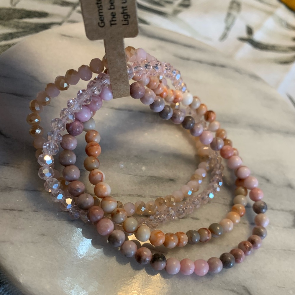 Natural Stone Set of 4 Beaded bracelets